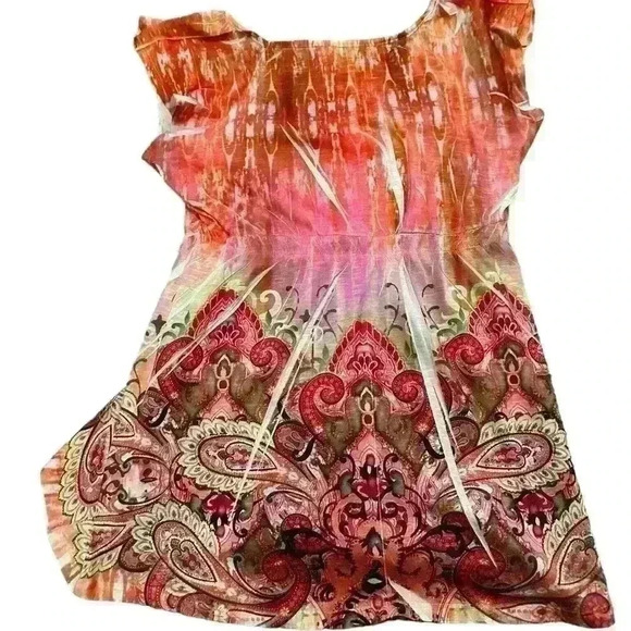 Unity World Wear Tops - Unity World Wear Orange Paisley Blouse